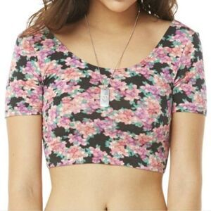 Aeropostale Bethany MOTA Black Floral Crop Top Size Small